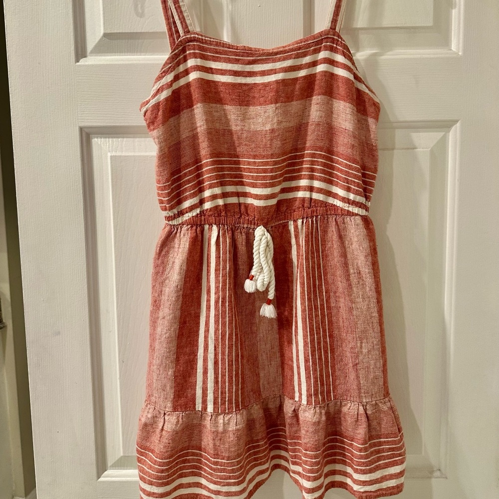 Copper Key Striped Linen Blend Sundress M